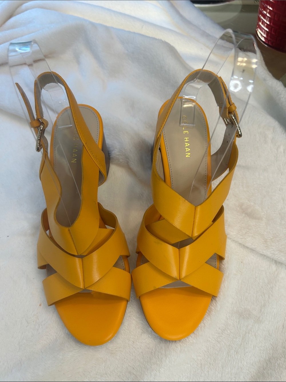 Cole Haan Mustard Yellow Crisscross Slingback Sandals
